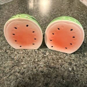 Watermelon Ceramic Salt and Pepper Shakers - Pair Vintage